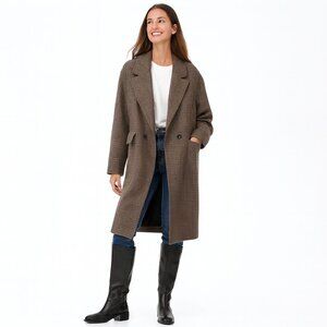 ZARA Medium Tailored Houndstooth Wool Coat
